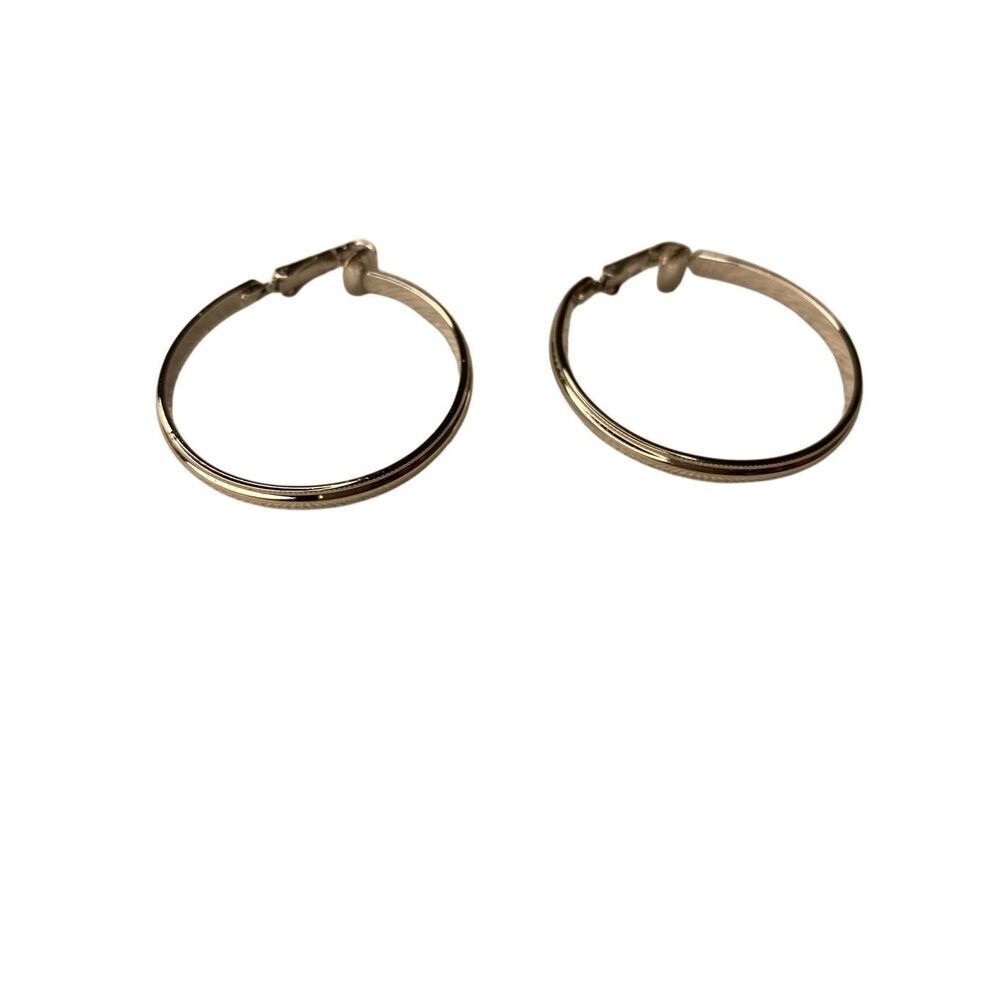 Vintage Avon Silver Tone Hoop Earrings Latch Back Etched Retro Classic Jewelry